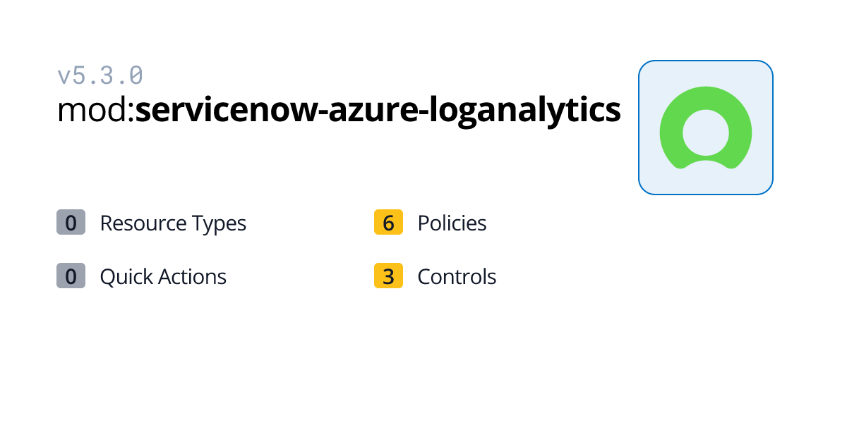 Control: Azure > Log Analytics > Log Analytics Workspace > ServiceNow ...