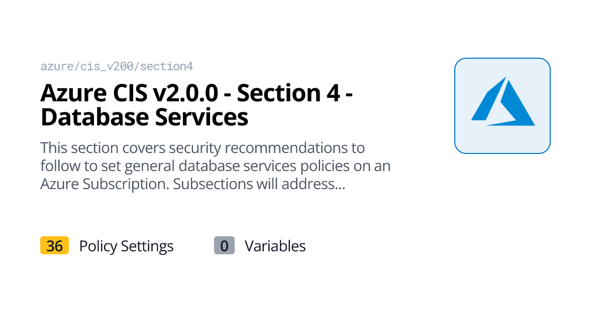 Policy Setting | azure_cis_v200_section4 | Turbot Guardrails Hub